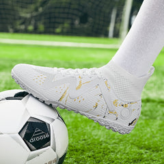 Men's High Top Turf Football Boots Anti-skid Lace-Up TF Soccer Cleats
