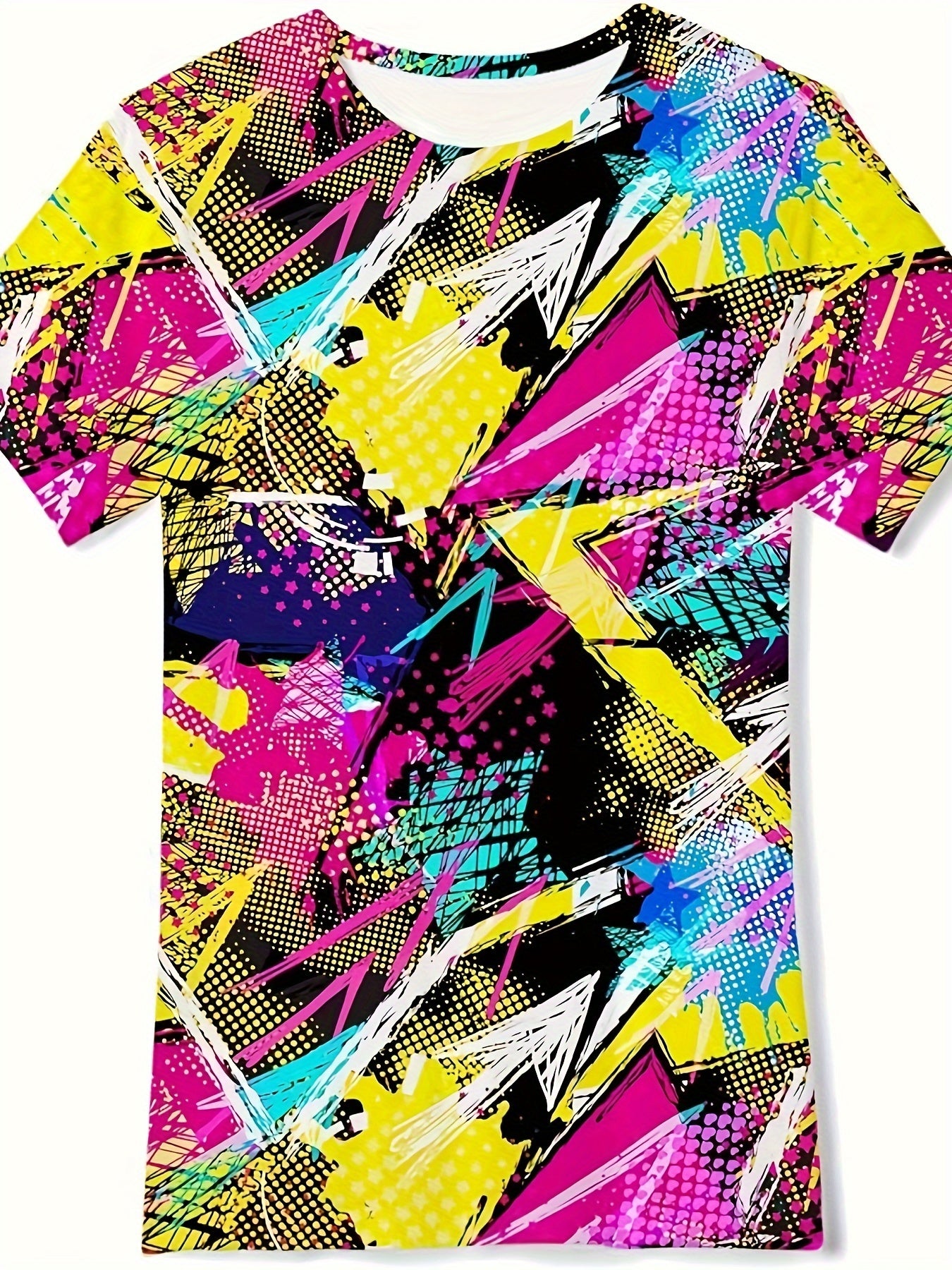 Girls Boys 3D Graffiti Print Short Sleeve T-shirt Summer Sports