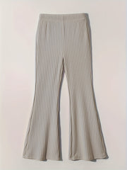 Girls Ribbed Knit Flare Leg Pants High Waist Kids Spring Summer Clothes