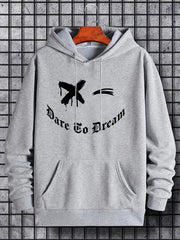 Smile & Dare Print Hoodie Men's Graphic Pullover Hooded Sweatshirt