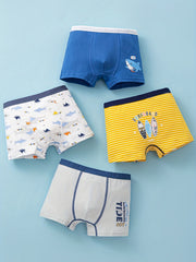 4pcs Boy's Shark Pattern Boxer Briefs Cotton Underwear