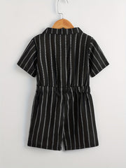 Kids Stripes Short Sleeve Romper Jumpsuit