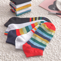 5 Pairs Striped Low Cut Ankle Socks Women's Stockings