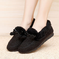 Furry Bowknot House Shoes Girls Non Slip Soft Walking Shoes Indoor