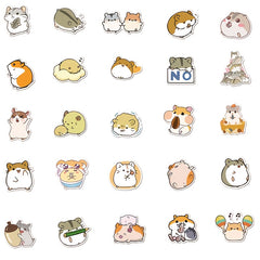 100 Hamster Waterproof Doodle Stickers for Water Bottles and Luggage