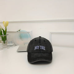 Letter Embroidery Baseball Cap Retro Washed Peaked Cap Outdoor Sun Visor