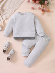 Kids Spring Autumn Knitted Outfit Top Pants Loose Sports Set