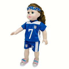 Soccer Outfit Set For 18" Dolls Includes Shirt Shorts And Headband