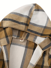 Plaid Hoodie Jacket Varsity Cardigan for Kids