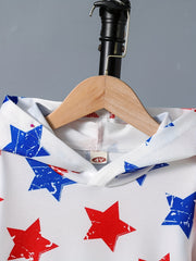 Independence Star Print Boys Casual Pullover Hooded Sweatshirt