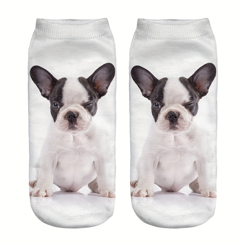 Dog Print Low Cut Ankle Socks for Women