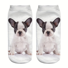 Dog Print Low Cut Ankle Socks for Women