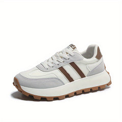 Women's Colorblock Platform Sneakers Lace Up Shoes Lightweight Running Shoes