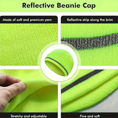 Reflective Stripe Knitted Hat Safety Winter Cap