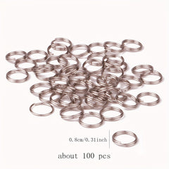 100pcs Stainless Steel Split Ring Double Ring Jump Ring Mini Connecting Key Ring