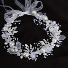 Bride Flower Crown Tiaras Crystal Pearl Hair Vine Wedding Hair Accessories
