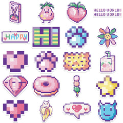 48pcs Cartoon Pixel Waterproof Stickers DIY Luggage Notebook Decor