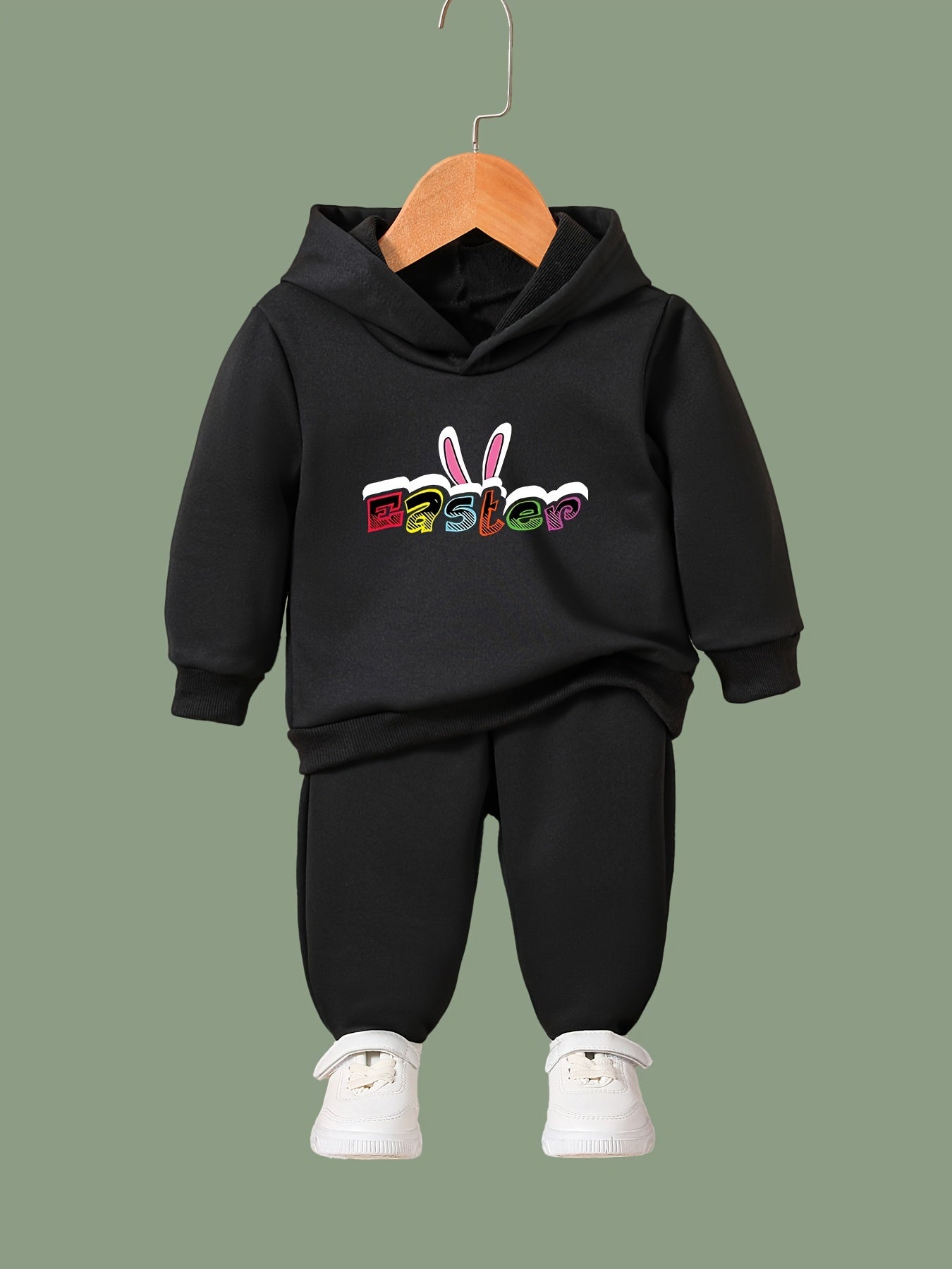 Easter Bunny Pattern 2pcs Activewear Sets Girls Comfy Outfits For Sports Running