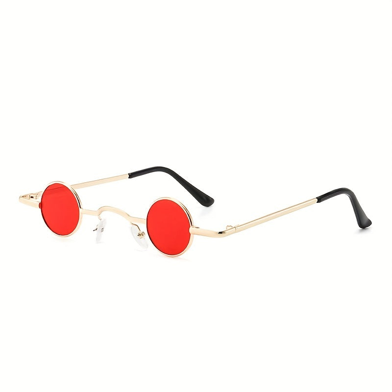 Y2K Round Tinted Sunglasses Steampunk Metal Glasses UV400