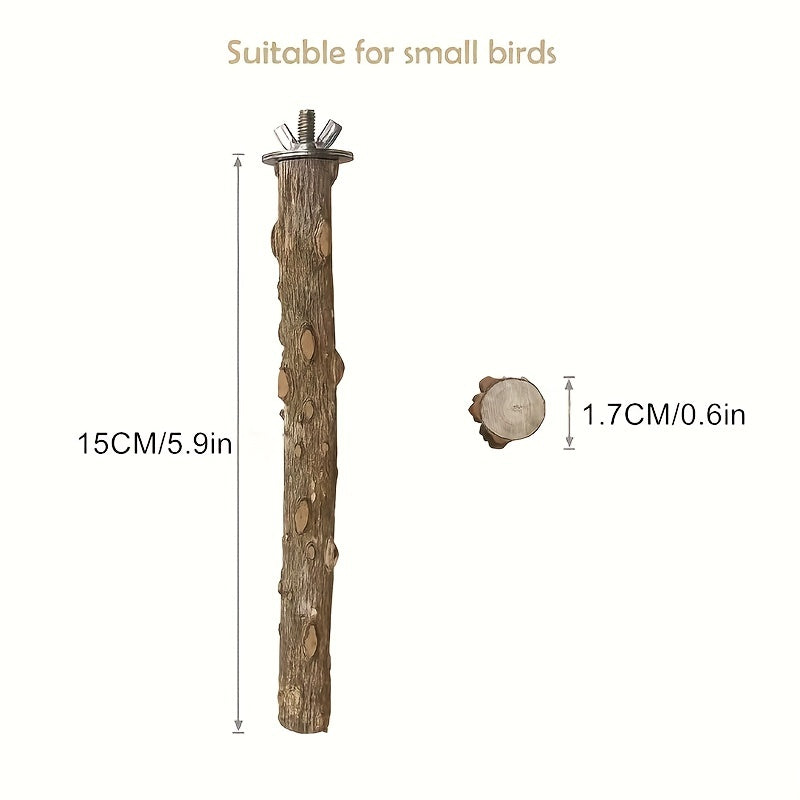 4pcs Nat. Wood Bird Perch Stands Parrots Cage Accessories Fun Toy