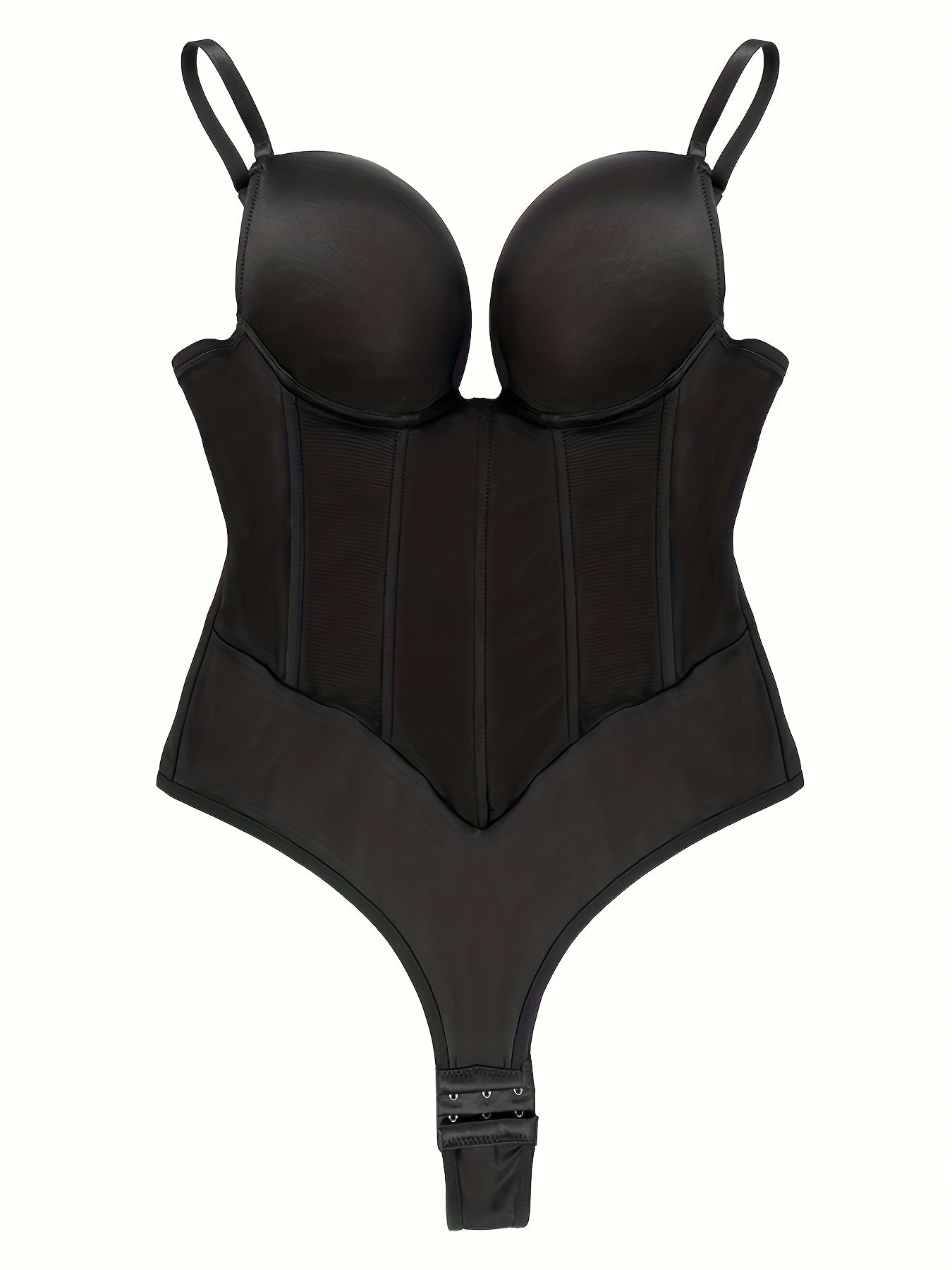 Deep V Push Up Bodysuit Tummy Control Slimmer Body Shaper