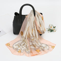 Colorful Chiffon Print Silky Scarf Warm Winter Shawl