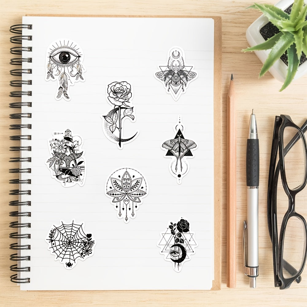 Gothic Doodle Stickers - 50 Sheets - Water Cups, Luggage, Notebooks