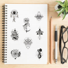 Gothic Doodle Stickers - 50 Sheets - Water Cups, Luggage, Notebooks