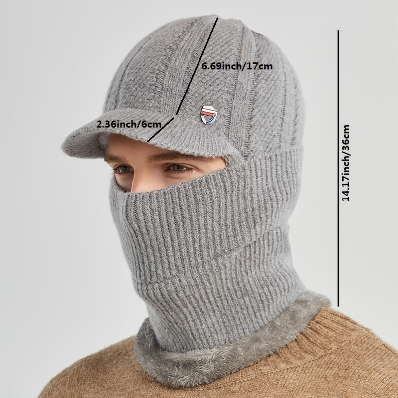 Vintage Men's Winter Sweater Hat Anti Cold Windproof Ear Protection Knit Cap