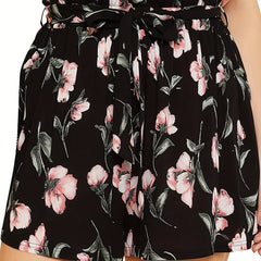 Women's Stripe Print High Rise Drawstring Loose Shorts