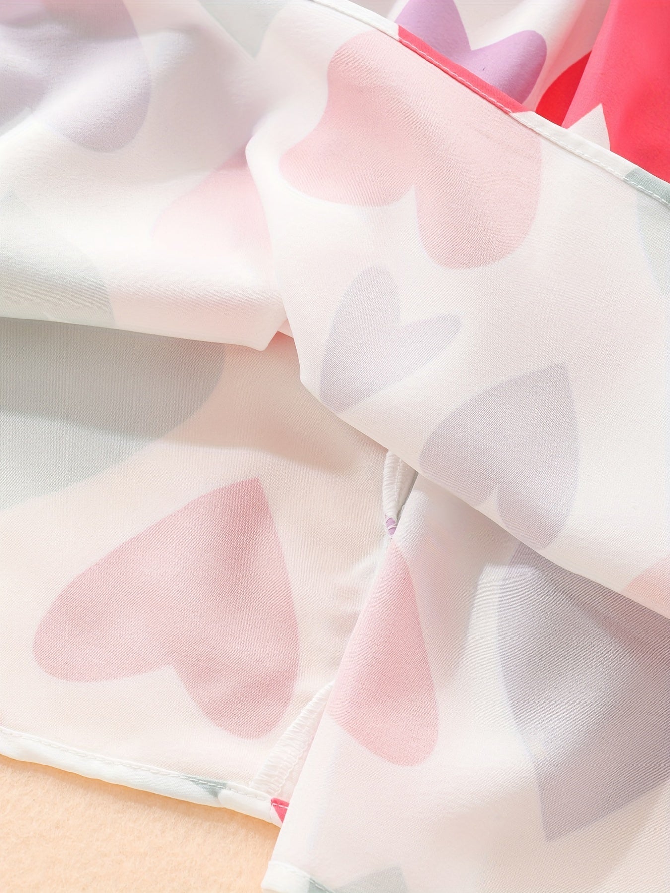 Colorful Heart Graphic Fly Sleeve Dress for Baby Girls