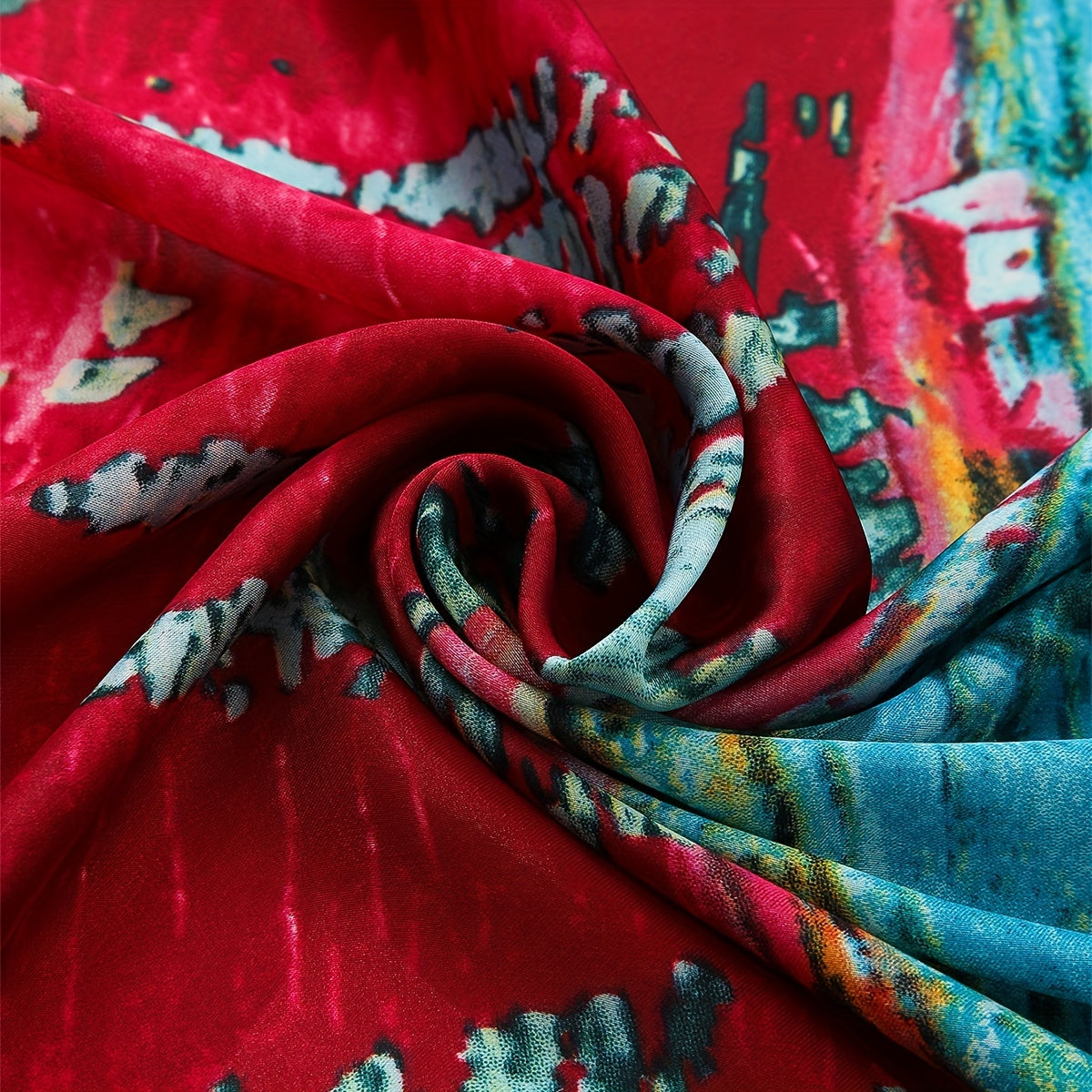 Starry Sky Bandana Red & Oil Painting Shawl Square Scarf Neckerchief