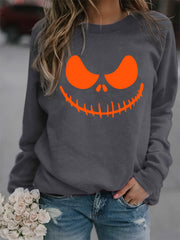 Halloween Jack O' Lantern Print Sweatshirt