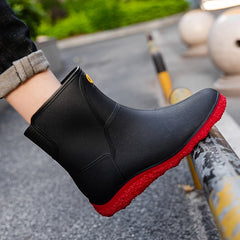 Women's Waterproof Rain Boots Round Toe Slip on Short Boots