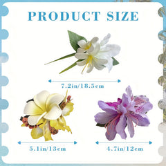 3pcs Hawaiian Flower Hair Pins Yellow Bridal Headwear Accessories for Weddings