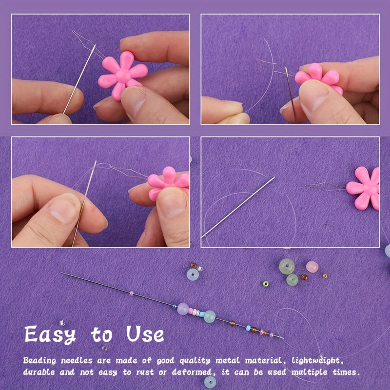 58pcs Beading Needles Set with Scissors and Tweezer in Bottle