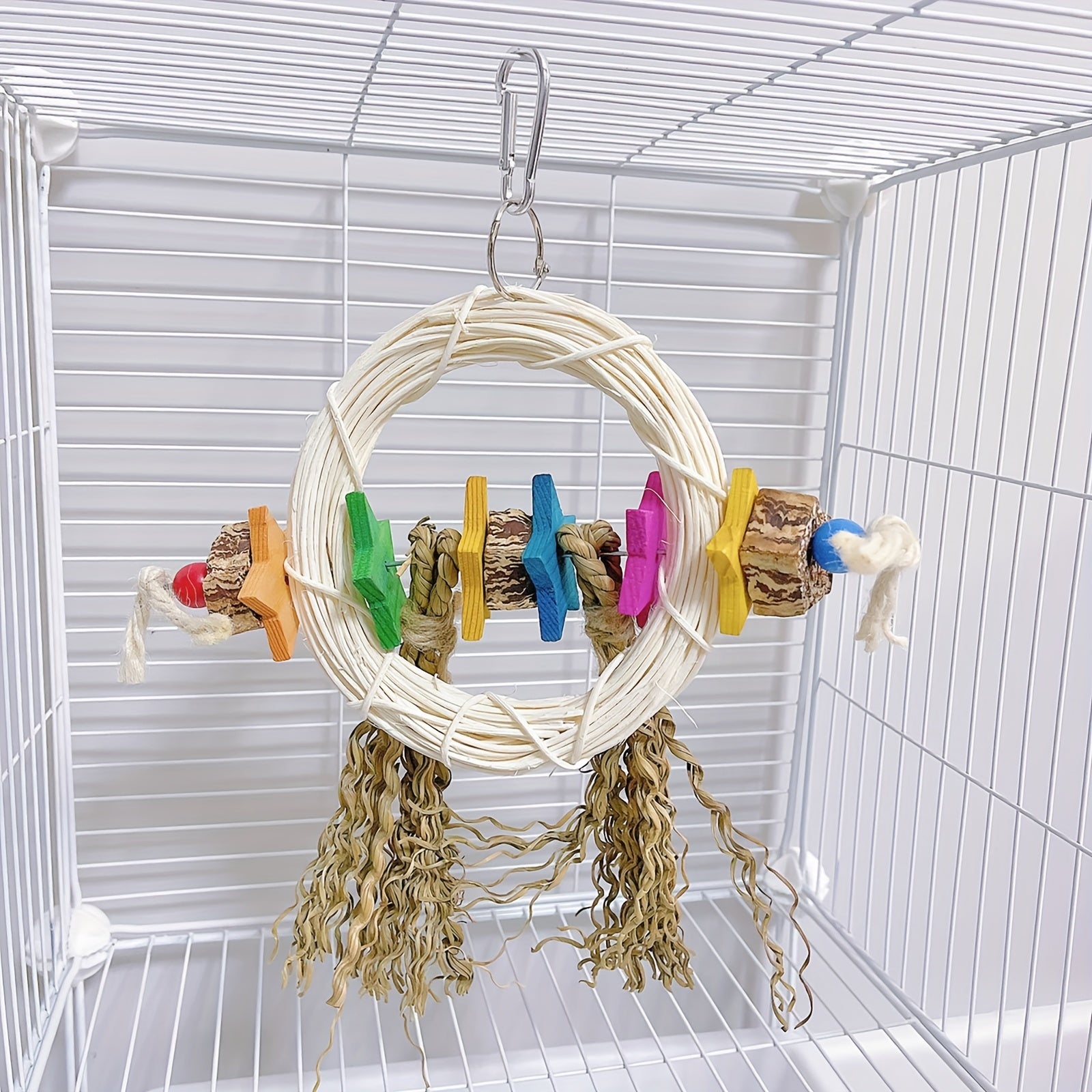 Colorful 5 Point Star Cage Bird Swing for Chewing Climbing Foraging