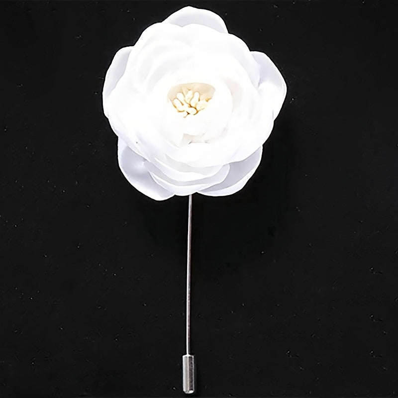 2pcs Wedding Boutonniere Fabric Rose Corsage Outfit Accessory