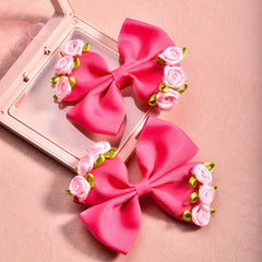 2pcs Bow Hair Clips & Rose Hairpins for Kids' Parties
