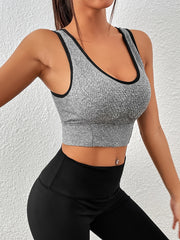 Seamless Sports Bra Grey Sleeveless Running Cropped Top
