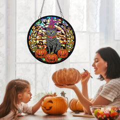 Halloween Cat Pumpkin Diamond Painting Pendant Kit