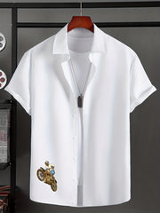Skeleton Hand & Letter Print Casual Men's Shirt