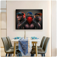 Funny Three Monkey HD Print Wall Art Animal Pictures Posters Canvas Painting