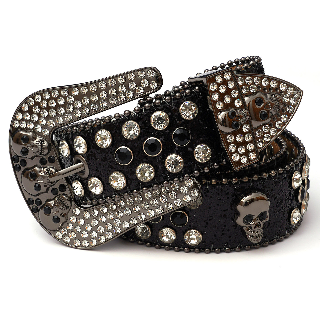 Skull Belt Western Cowboy Stylish Rhinestone Belt Mental Pin Buckle Punk Belt