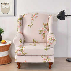 Flower Printed Wingback Chair Slipcover - Protect Furniture & Add Style