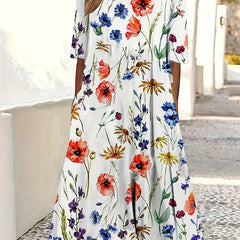 Casual Dress Women's Plus Floral Print Ruched Dress