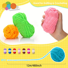 12pcs Multicolor Acrylic Yarn Skeins for Crochet Craft Projects