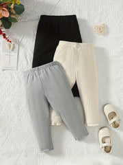 3pcs Girls Cropped Pants Set High Elastic Summer