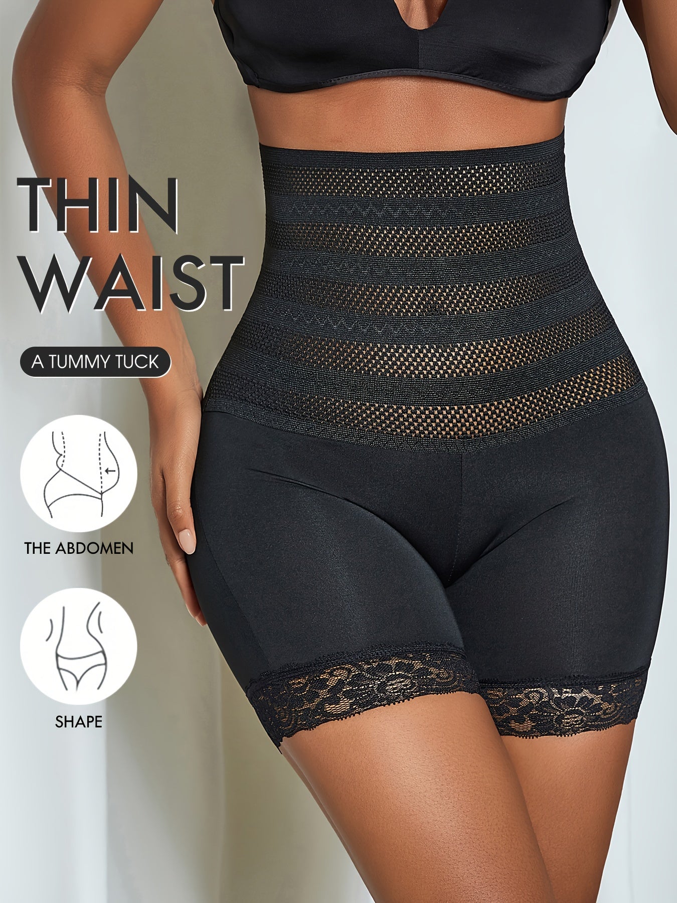 Lace Trim Shaping Panties High Waist Tummy Control Compression Panties