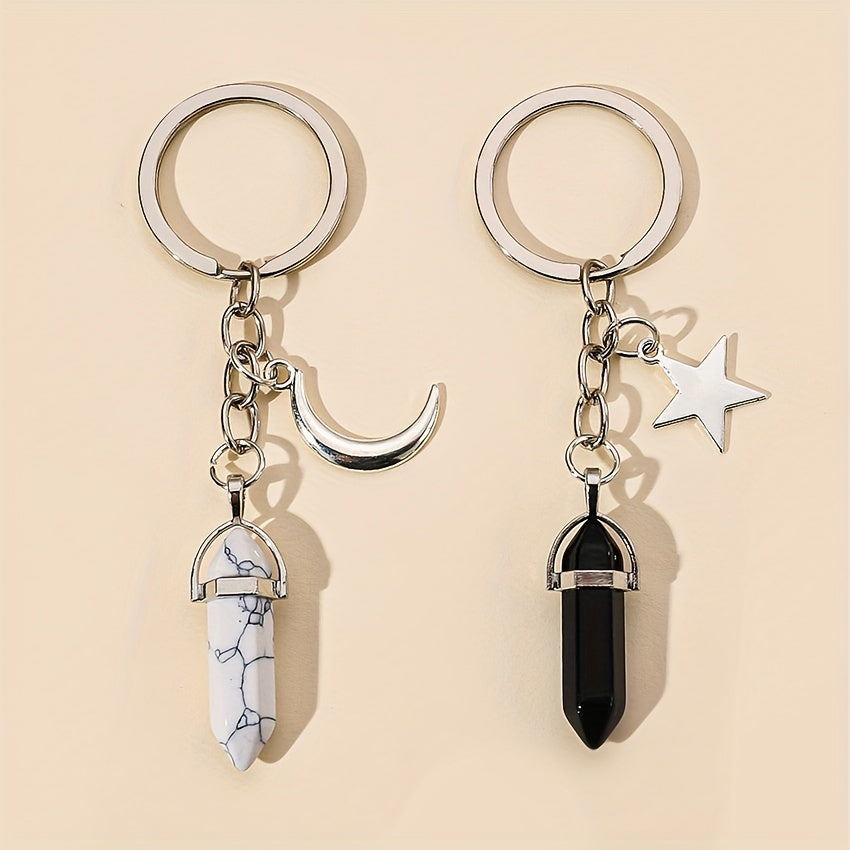 Crystal Decor Keychain Metal Star Moon Key Ring Purse Bag Charm Gift